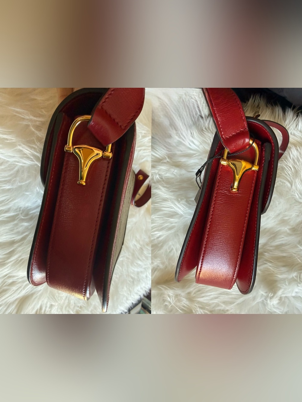 Authentic Gucci Horsebit 1955 Shoulder Bag GG Supreme Red Leather - Picture 13 of 16